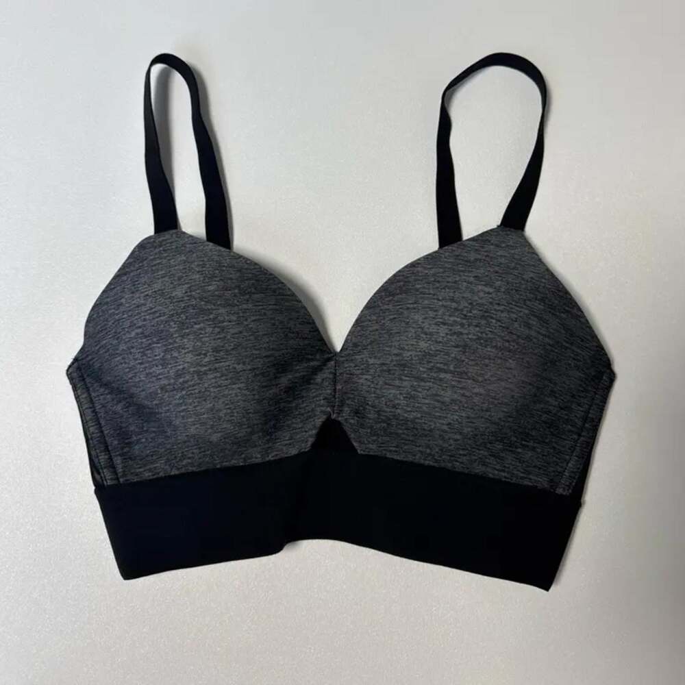 SPANX Workout to Waves Black Gray Heather Mesh Medium Impact Sports Bra XS